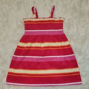 JANIE AND JACK TERRYCLOTH RED STRIPED SWIM COVER-UP DRESS, SIZE 12-18 MONTHS